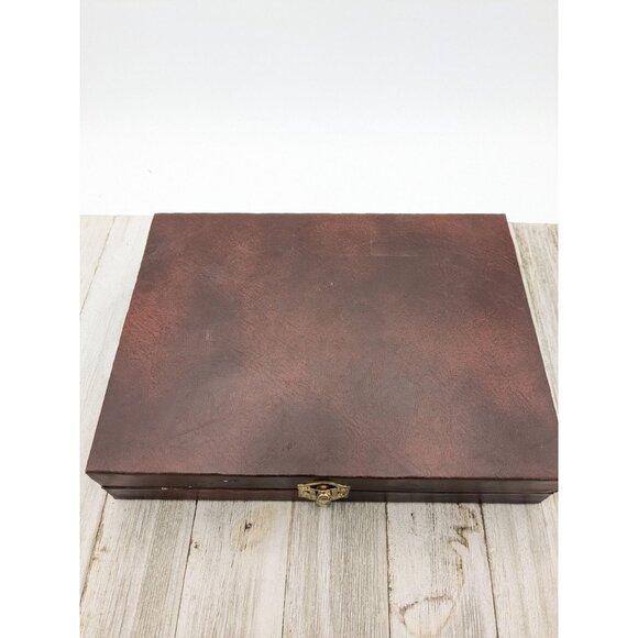 Vintage Backgammon Complete Small Travel Faux Leather Board Game - Picture 2 of 10